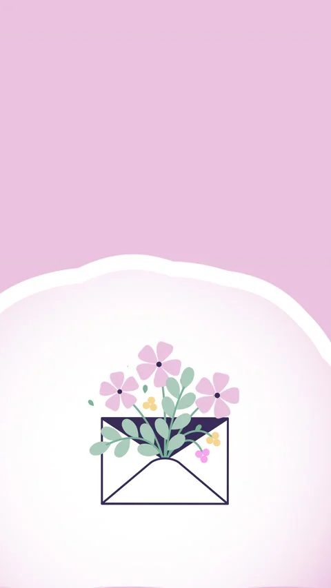 4k vertical video of cartoon envelope with flowers. 库存影片 196881735