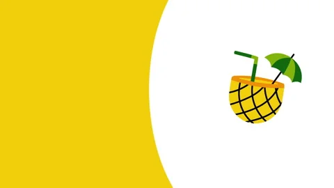 4k vertical video of cartoon pineapple cocktail design on blue background. Stock Footage 221771672