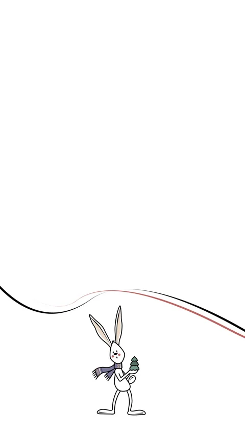 4k vertical video of cartoon rabbit on white background. Stock Footage 170902307