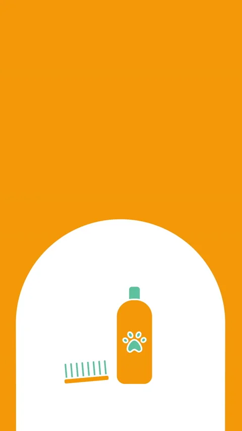 4k vertical video of cartoon shampoo and comb on yellow white background. Video stock 201267046