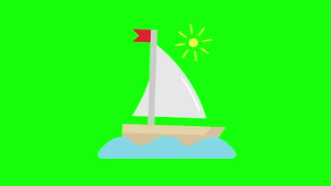 4k vertical video of cartoon ship design on green background. Stock Footage 229974153