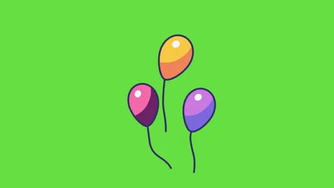4k vertical video of cartoon three balloons on green background. Stock Footage 211622650