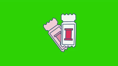 4k vertical video of cartoon two tickets on green background. Video stock 225097422