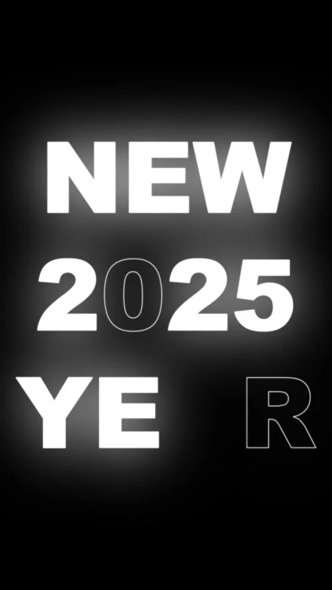 4K vertical video flashing, flicker text new 2025 year, white bright neon light Видео 278909628