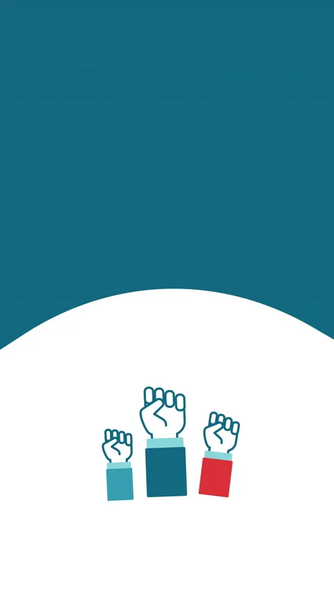 4k vertical video of voting scene with raised hands on white background. Stockbeeldmateriaal 208016279