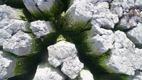 4K vertical view California Drought Rotating Move Cracking Mud Tule Lake NWR Stock Footage 204086702