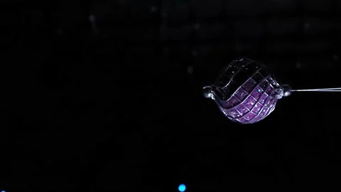 4k. Vertical View. Christmas ball toy, Blinking Garland with defocused lights. Video stock 167780518