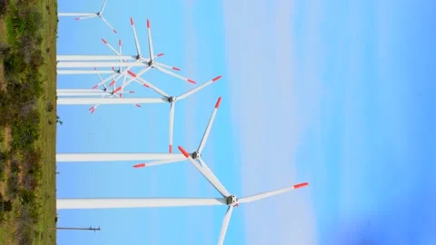 4K Vertical Wind Power Station Stock Footage 196340050