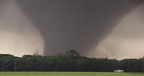 4K Very large, very violent tornado. Menacing! Stock Footage 40398584
