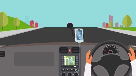 4K video of 2D animation of red light from inside the car. moving car on a .. Stock Footage 284966873
