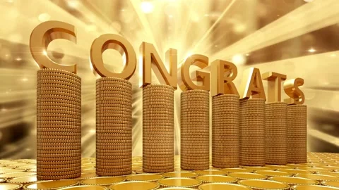 4k video 2d animation Stop motion congrats animation Stop motion golden Stock Footage 272771176