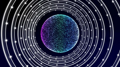 4k video 3D circulate shinny circle motion effect animation with particle Vídeo Stock 87011268