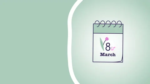 4k video of 8th March date on calendar. Stockbeeldmateriaal 196881756