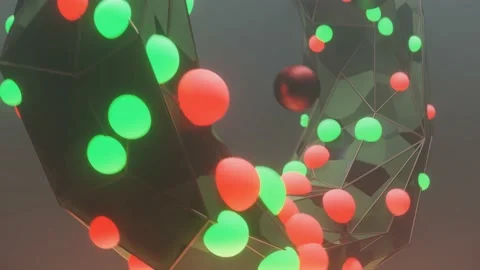 4K video of abstract 3D render sci-fi torus with green and red color sphere Stock Footage 176122957