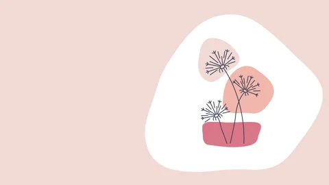 4k video of abstract cartoon dandelions on pink background. Stock Footage 172492499