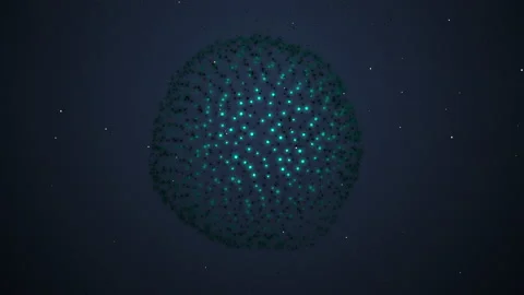 4k video of abstract geometric sphere with moving dots. Vídeo Stock 134967869