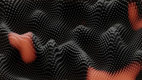 4k video of abstract geometric waves in orange and black design. Stock Footage 198163929