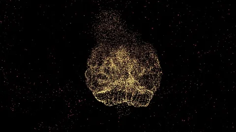 4k video of abstract human brain floating in space and some elements fly away. Stock Footage 121807985