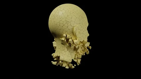 4k video of abstract Human Head formation with skin color cracked material. Stock Footage 231763900