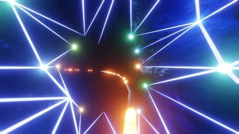 4K video of abstract sci-fi plexus style tunnel formation with lighting pipe. Stock Footage 159742089