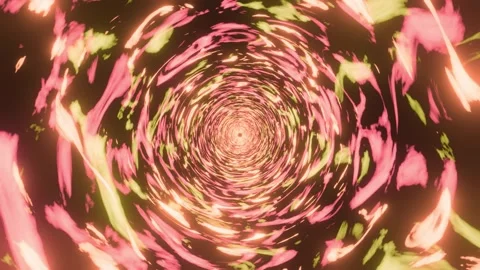 4K video of abstract sci-fi yellow and red patterns in a circular shape Tunnel. Stock Footage 265137280