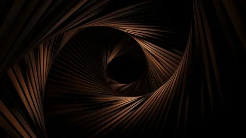 4K video of Abstract wooden pattern curved shape tunnel motion graphics. Stock Footage 155034051
