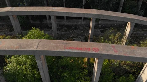 The 4K video from the air of the old arch bridge Stock Footage 116554306