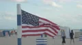 4K video with American flag waving at Miami Beach 4k or 4k+ Resolution