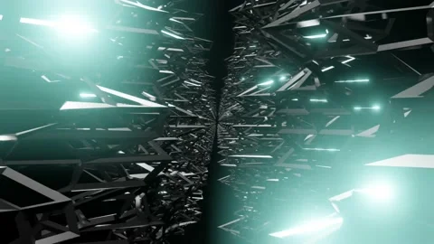 4K video animation of abstract sci-fi metallic structure. Stock Footage 140564627