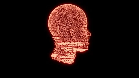 4k video animation of abstract sci-fi bright neon Virtual Human Head. Video stock 230950745