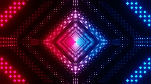 4K video animation of a beautiful sci-fi cube shape tunnel made up of pattern. Stock Footage 154019751