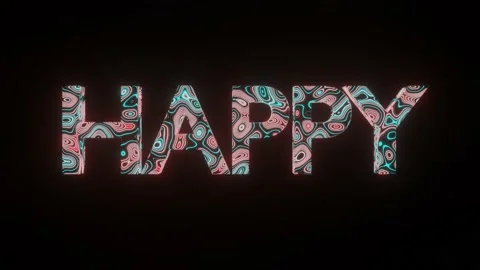 4K video animation of beautiful texture or pattern formation on the text HAPPY. Stock Footage 148402567