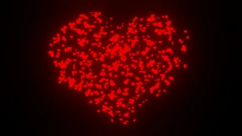 4k video animation of the heart exploded into many small hearts. Stock Footage