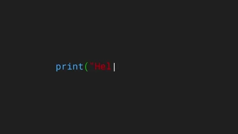 4K Video Animation Hello World text, first code in teaching program Python Stock Footage 287557211