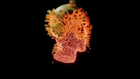 4k video animation of sci-fi Virtual Human Head formation and deformation effect Stock Footage 231763944