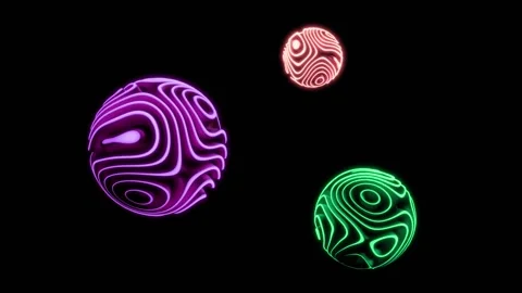 4K video animation of three sphere shape 3d render colorful abstract object Stock Footage 264942477