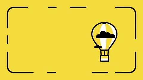 4k video of balloon icon in the clouds on yellow background. 스톡 동영상 226654108