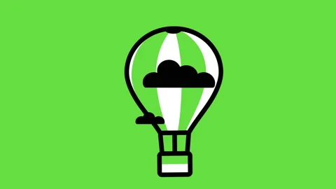 4k video of balloon icon in the clouds on green background. Stock Footage 232007981
