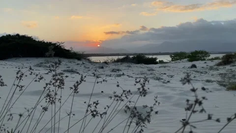 4k video, beautiful sunset on a river with a landscape view of the mountains. Stock Footage 123785019