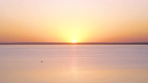 4k video. Beautiful sunset, the sun goes out to sea Stock Footage 154708457