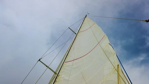 4K video bottom view of sail on yacht in Italy Stock Footage 115577144