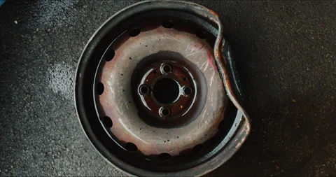 4K Video Of Broken Rusty Wheel Stock Footage 234307981