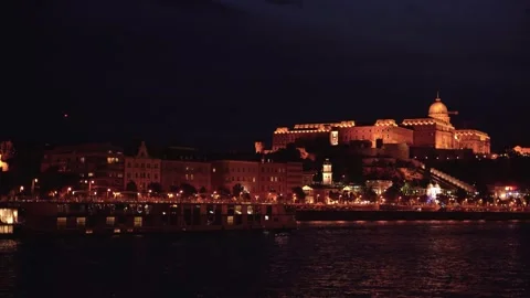 4K video of Budapest's iconic skyline at night, featuring the illuminated H.. Stock Footage 337797453