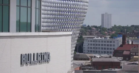 4K video of The Bull Ring in Birmingham, England Stock Footage