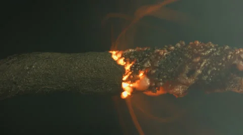 4k video burning wick of dynamite, close-up. Stock Footage 39211543