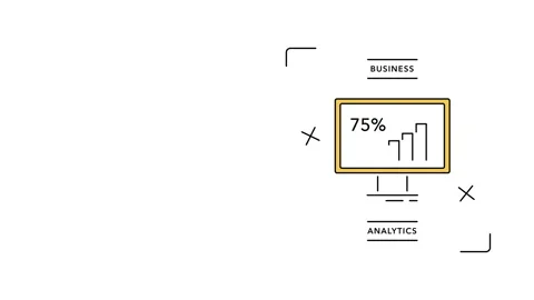 4k video of business analytics icon on white background. Stock Footage 166334530