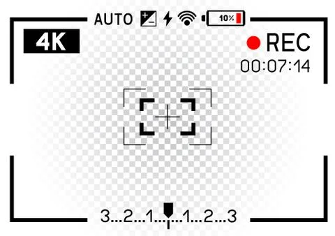 4K video camera viewfinder transparent Stock Illustration