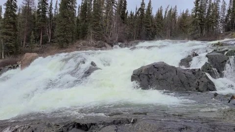4k Video of Cameron River Rampart Falls northwest territories canada Stock Footage 141015750