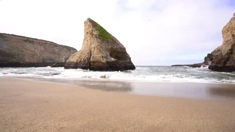4k video. Cape Shark Fin on the Pacific coast in California Stock Footage 154347747