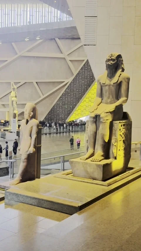 4K video capturing visitors exploring the Grand Egyptian Museum Stock Footage 335030162
